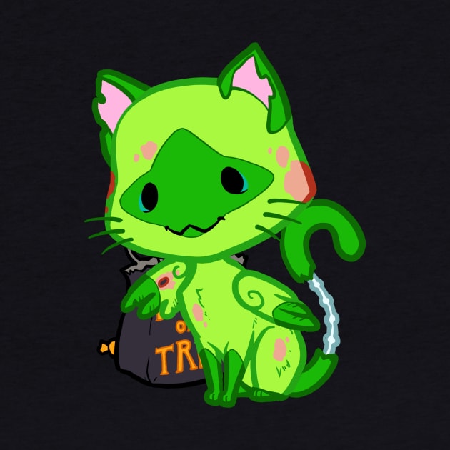 Halloween Chibi Winged Kitty - Siamese Zombie Cat by theghostfire